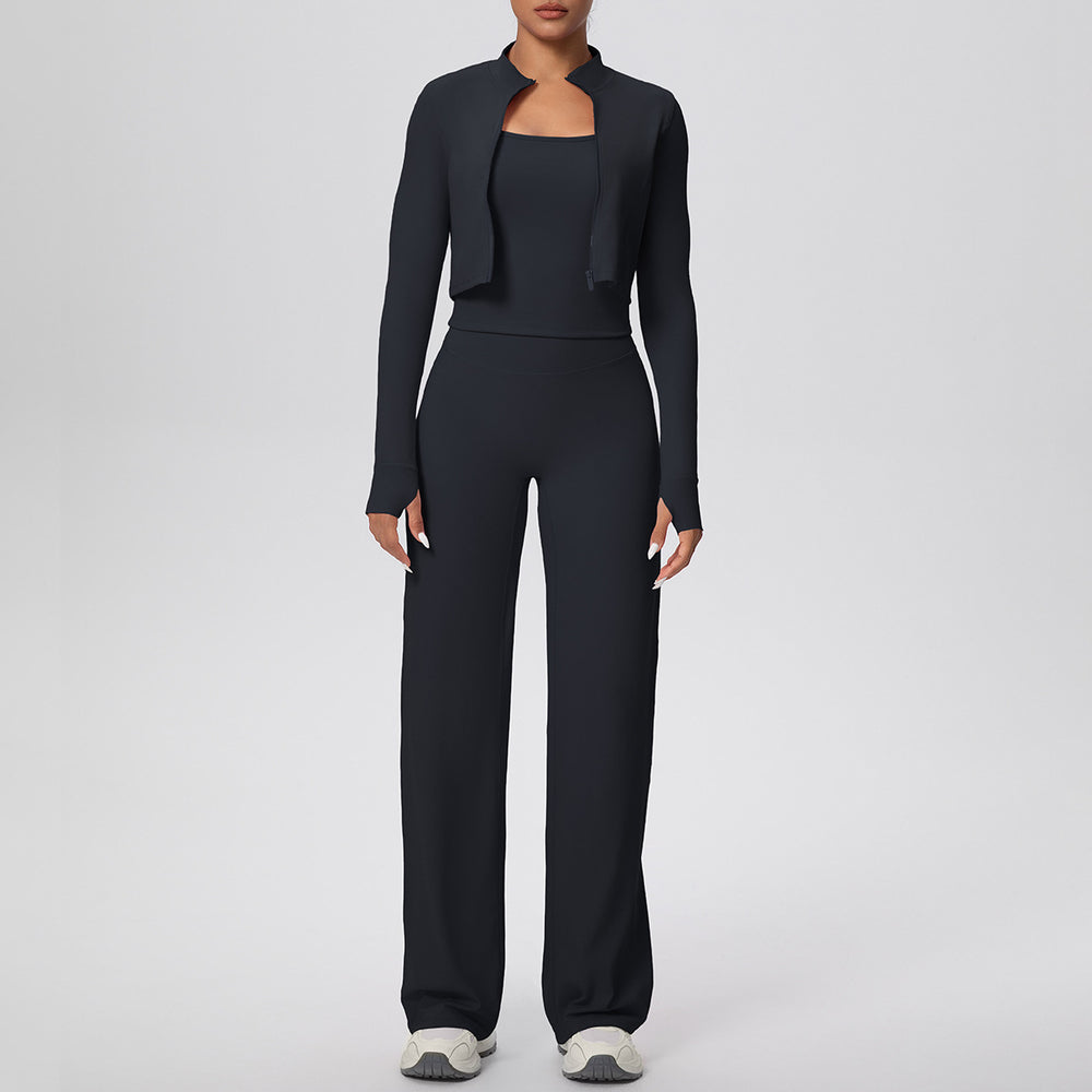 New barely-there quick-dry activewear set: outdoor casual running & fitness outfit - butt-lifting, tummy-control, wide-leg yoga leggings