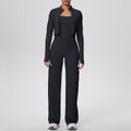 New barely-there quick-dry activewear set: outdoor casual running & fitness outfit - butt-lifting, tummy-control, wide-leg yoga leggings