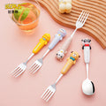 High-quality, adorable cartoon children's cutlery set featuring a cute bear design. includes a fork, spoon, and is perfect for school lunches. made of durable silicone, these portable forks and spoons are available for wholesale