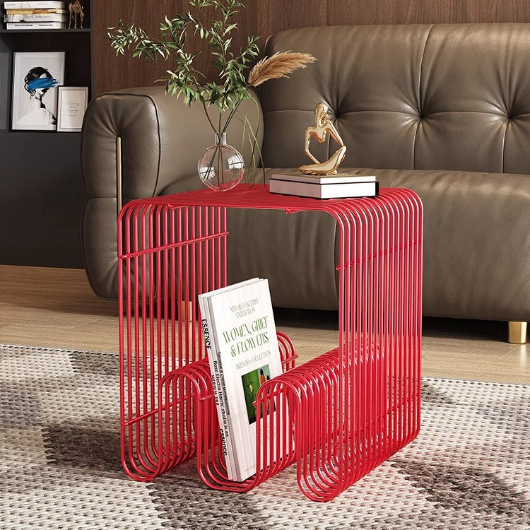 Same-day delivery of wrought iron line small coffee table, creative newspaper and magazine rack, storage bookshelf, bedside table, living room sofa side table