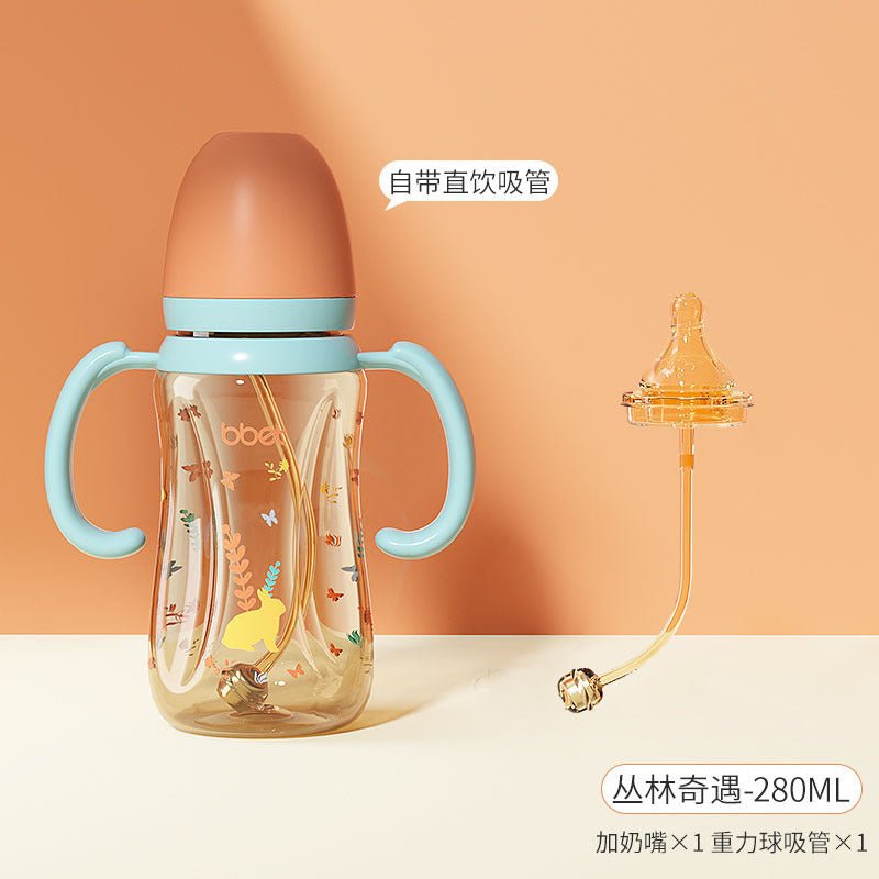 Baby bottle straw cup - ppsu sippy cup for infants and toddlers (1-3 years & up) - durable, spill-proof training cup