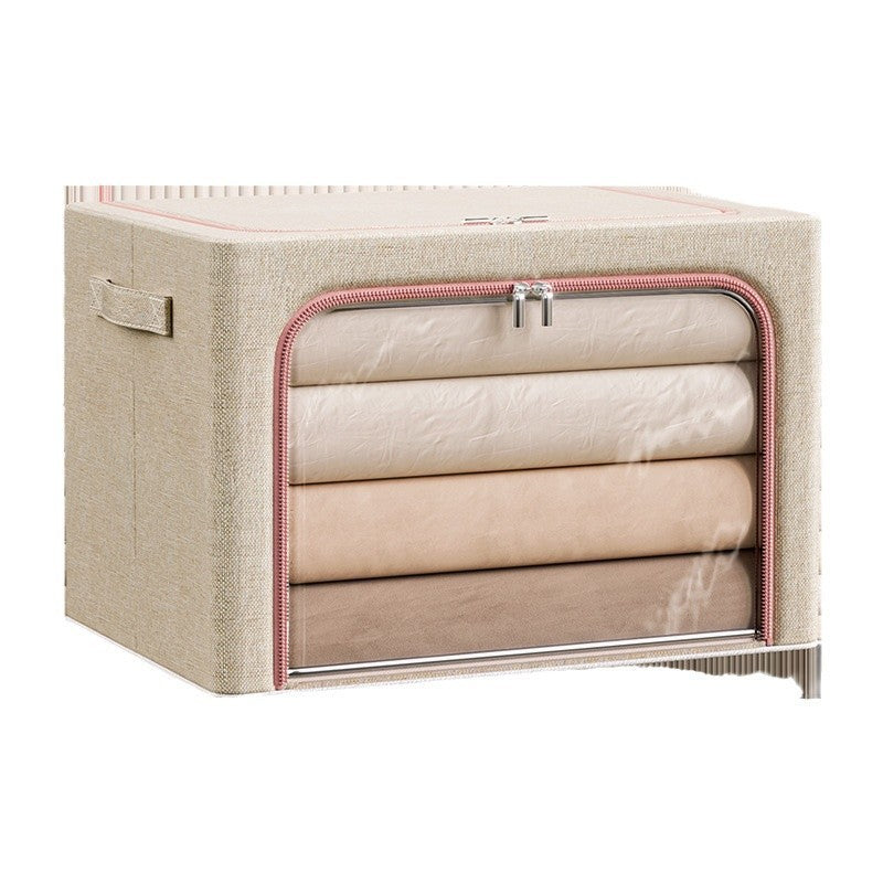 Cross-border fine imitation cationic oversized window storage box household wardrobe storage folding steel frame box clothes storage box