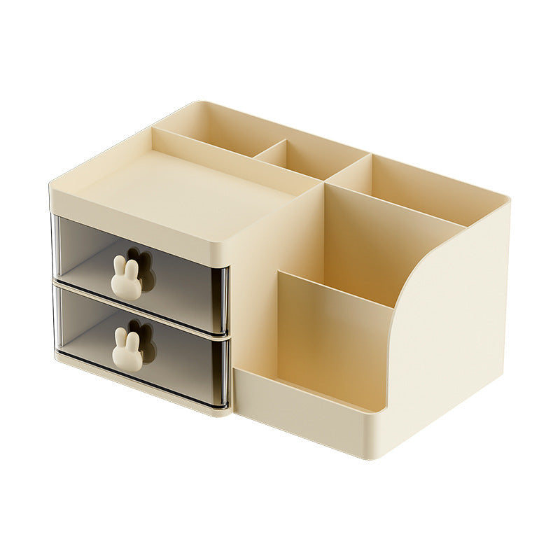Cream style pen holder storage box office with drawer dormitory table desk drawer cute stationery desktop storage rack