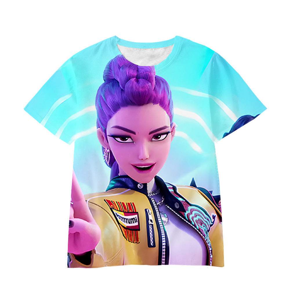 Witcher boy group 3d digital printing cross-border overseas casual loosefashion t-shirt k-pop girls t-shirt