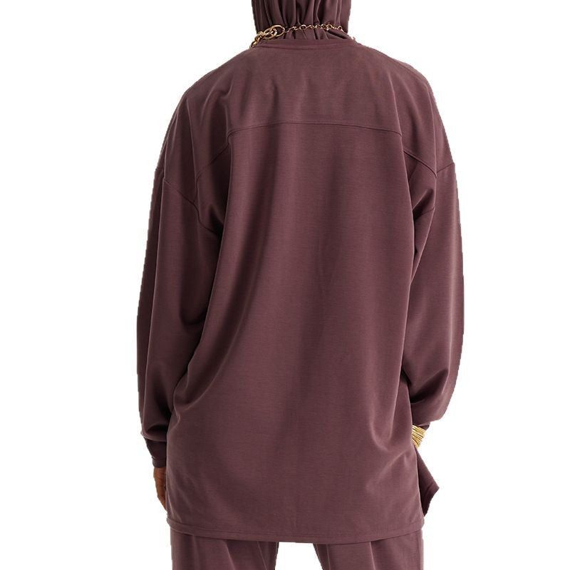 fashionin stock  new arrival middle east women's topslooseoutwearfashionlong sleeves t-shirt