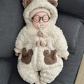 Baby onesies: thickened, fleece-lined, warm outerwear for boys and girls - perfect for outdoor adventures! winter infant clothing, plush and extra thick rompers