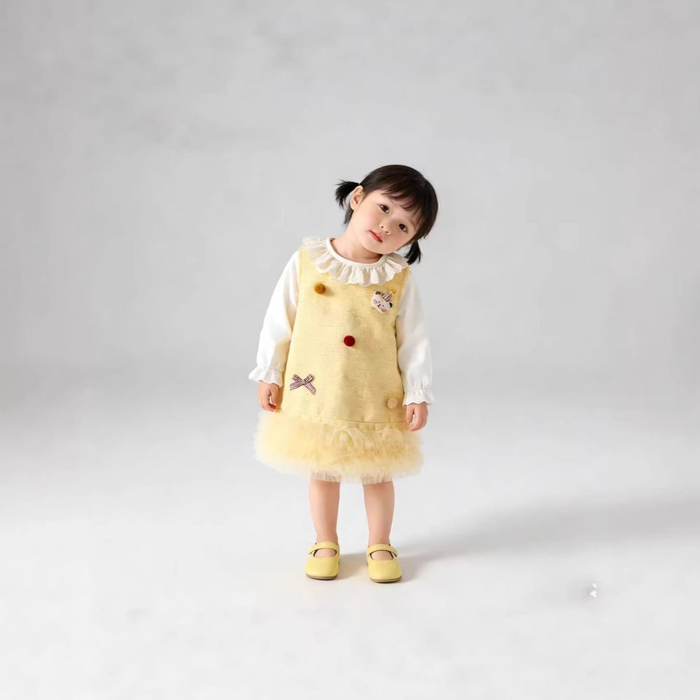 girls' chanel-inspired dress, spring collection, sweet princess sundress for kids, baby's first birthday dress, spring and autumn wear