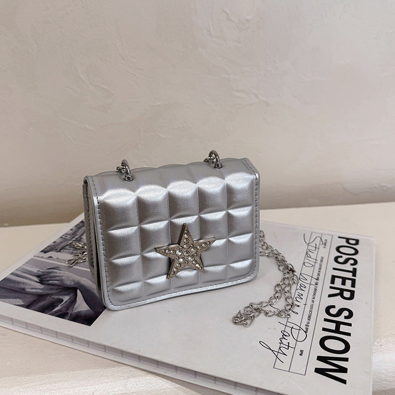 New bright diamond star personalized chain bag women's versatile foreign style mini shoulder bag trendy and decorative messenger small square bag