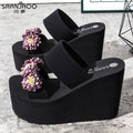 New summer fashion versatile slides - non-slip thick sole 2025 floral beach sandals for women - perfect for outdoor wear in autumn