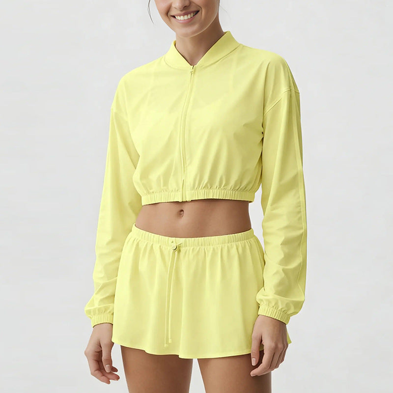 cool cloth sportswear casuallong sleevesfashion quick-drying tops short skirt zipper sun protection clothing breathable outwear summer