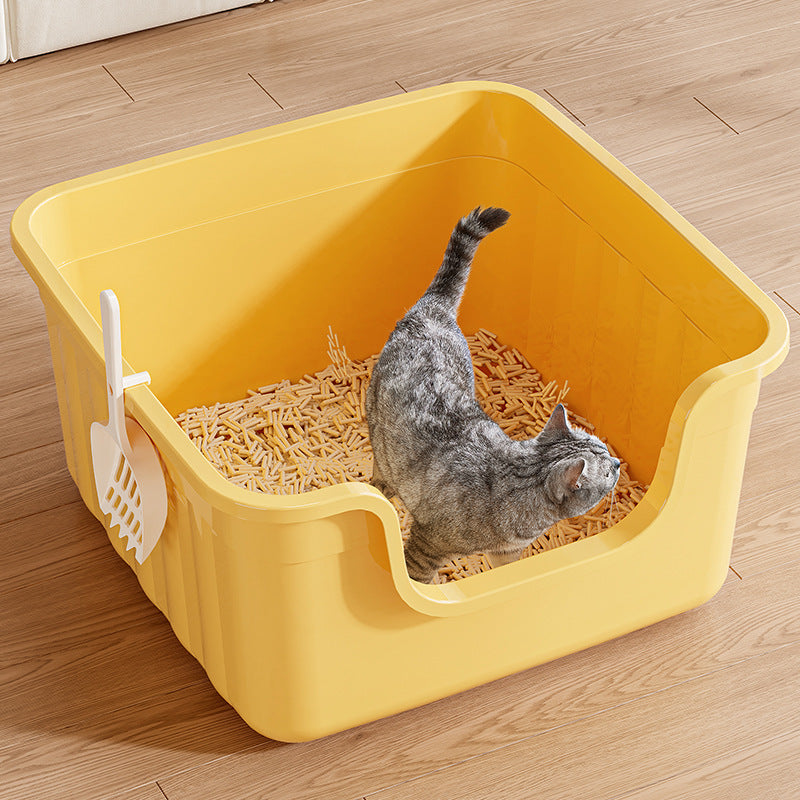 Cat litter box Large capacity anti-splash cat toilet Kitten giant cat litter box Large size plus height cleaning supplies