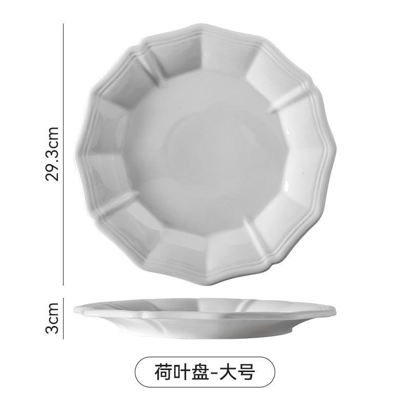 Creative hotel ceramic dinnerware set - unique restaurant & home use - pure white minimalist ceramic plates - western dinner plates - white porcelain serving dishes