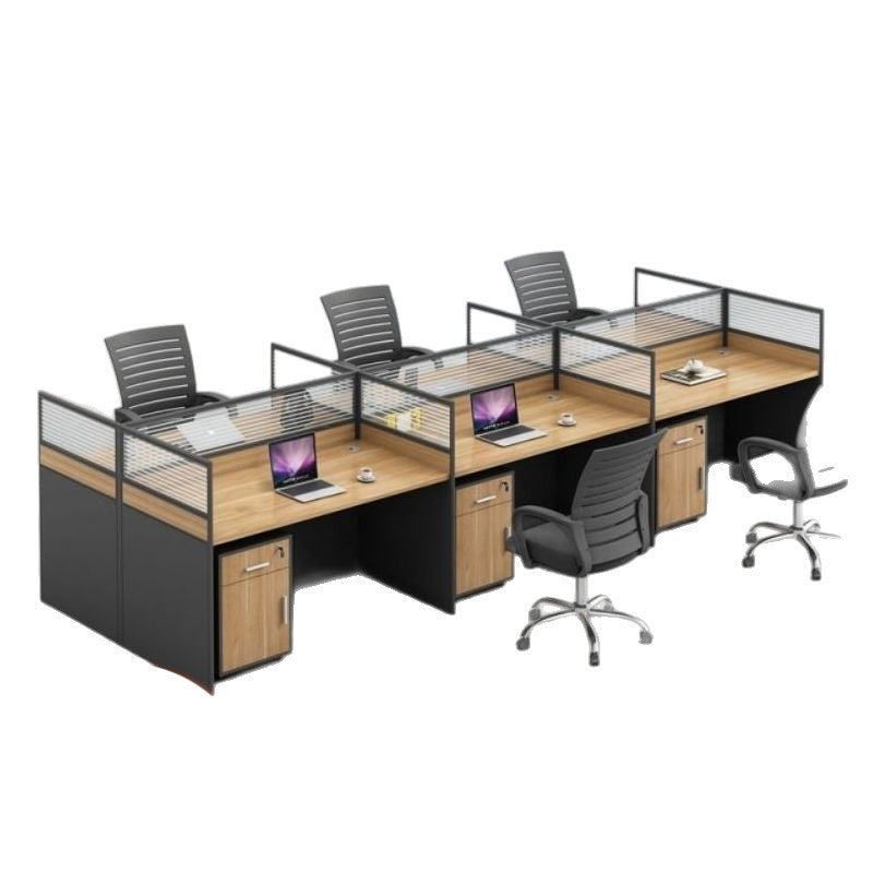 Office desk and chair set - 4, 6, or 8 seater - minimalist modern partitioned workstation for office staff - computer desk