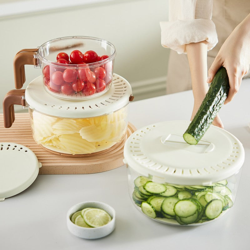 Multifunctional drain basket vegetable basin folding handle vegetable basket household kitchen refrigerator fresh-keeping box vegetable grater