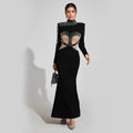 C7256 cross-border   fashion women's heavy beaded cutout mermaid evening gown