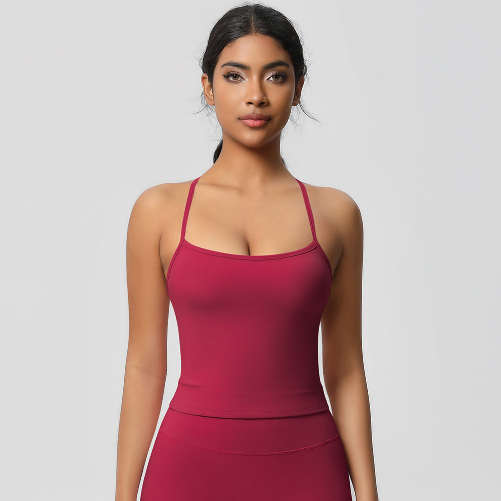 Shockproof push-up strappy back yoga bra - quick-dry, breathable, compression top - running & fitness sports tank top for women