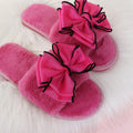 plus sizebows fur slippers for women autumn winter indoor and outdoor flats open toe summer air-conditioned slippers