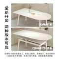Modern minimalist light luxury table peninsula pure white rock slab dining table and chair set, home small apartment cream style dining table