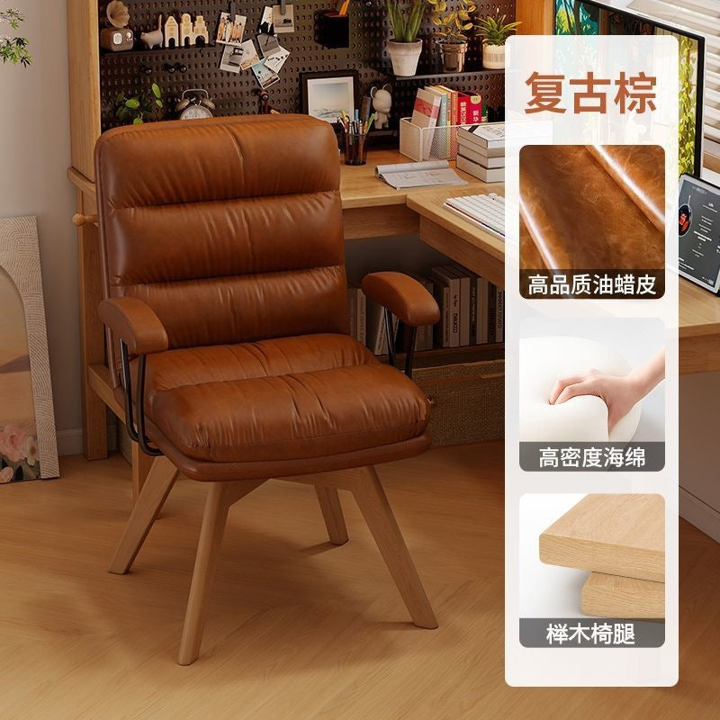 Computer chair for homeaccessible luxuryretrorotatable solid wood chair study desk chair comfortable long sitting bedroom back chair