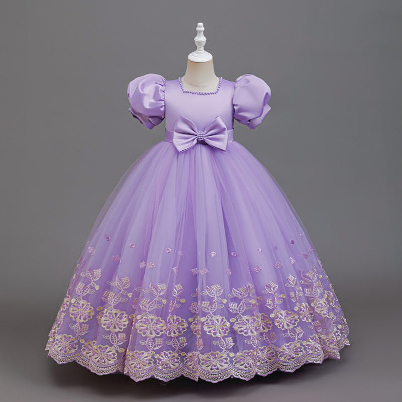 export girls' dress - lace & mesh panel, mid-to-large size, ready-to-ship, dropshipping available