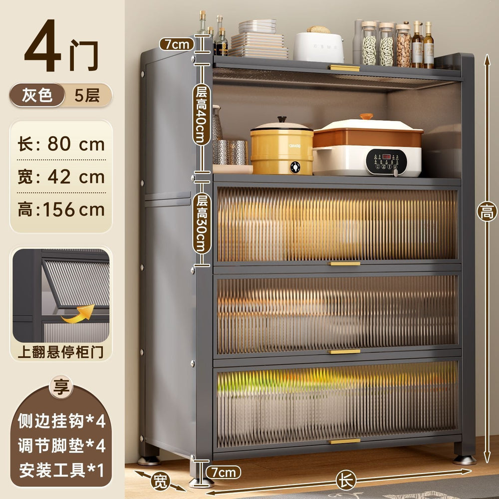 Best sellingfor homekitchen rack cabinet steel multi-layer thickened cupboard pulley storage cabinet microwave oven storage cabinet