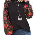 european and american export  new women's long-sleeve lace casual loose t-shirt top