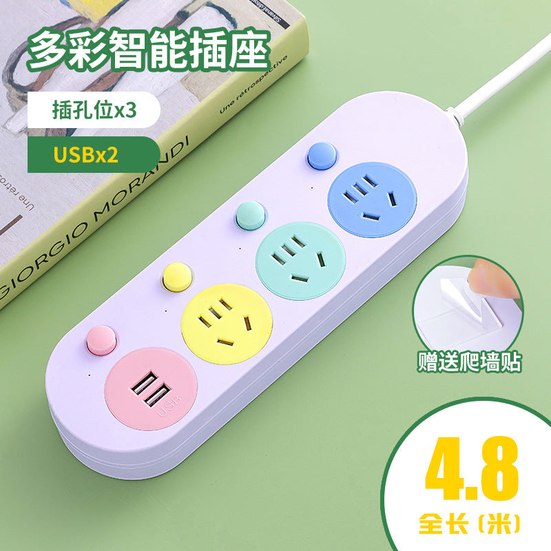 Multi-outlet power strip with usb charging ports - wall socket extension cord for home use