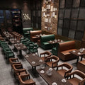 Restaurant sofa balcony tea table and chair card seat sofa coffee table combination retro courtyard coffee table combination bar booth wood