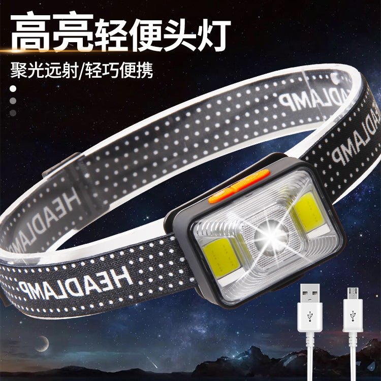 Cross-border new red and white light USB charging highlight lamp bead head COB floodlight outdoor home LED lighting headlight