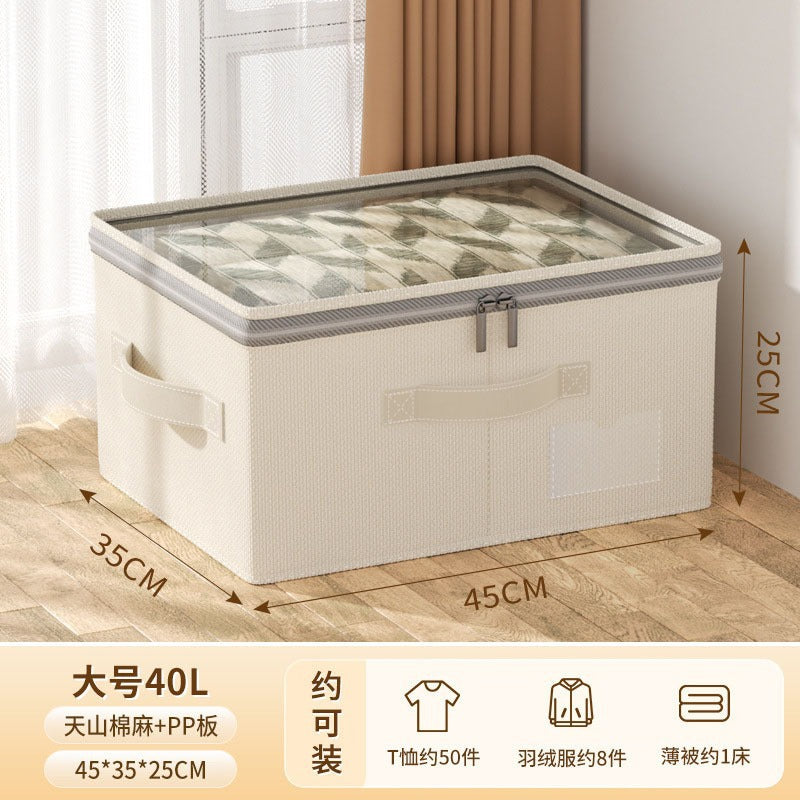 New Tianshan Snow Cotton Visual Fabric Storage Box Household Cotton and Linen Clothing Storage Bag Wardrobe Finishing Large Storage Box
