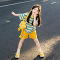 girls' dopamine dress set: trendy summer two-piece outfit - short sleeve top & shorts