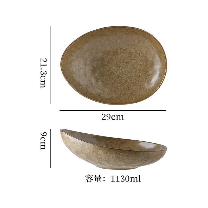 Japanese retro stoneware ceramic tableware restaurant hotel business dessert bowl soup bowl pasta bowl good-looking kiln bowl