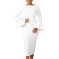 D3258 independent station export women's clothing  winter new arrival fashion solid color bodycon flared sleeve ol african dress