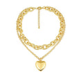 Amazon cross-border heart-shaped pendant necklace layered cuban chain clavicle chain fashioncasual popular jewelry new arrival for women
