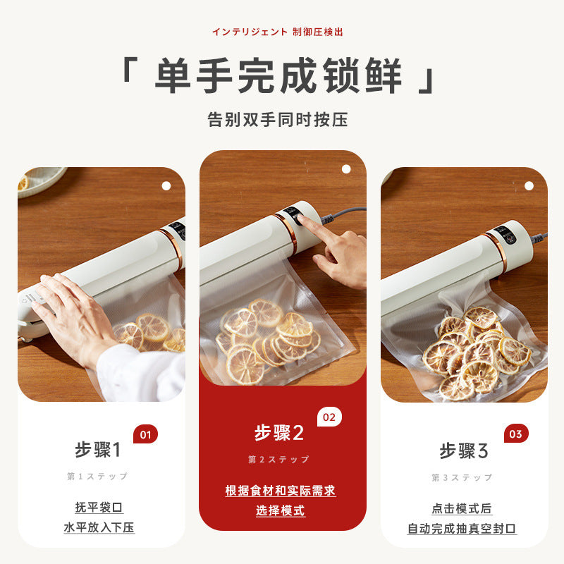 Fully automatic vacuum sealer - plastic sealing machine for dry & wet food - compact, portable kitchen food preservation - ideal for home use & cross-border e-commerce