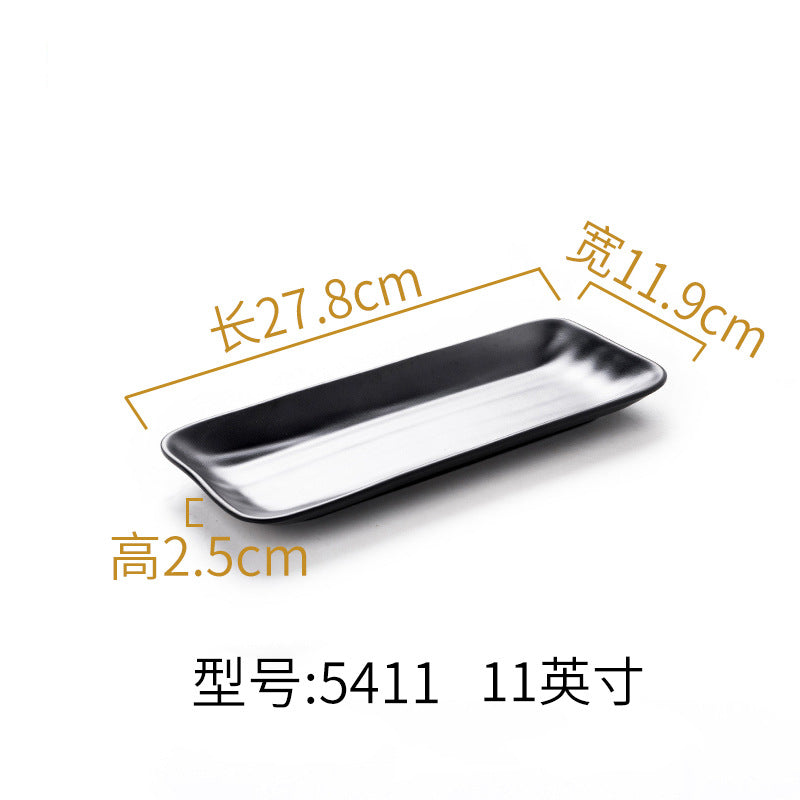 Melamine black tableware plastic dish imitation porcelain dinner plate cold dish plate barbecue hot pot plate barbecue restaurant plate commercial