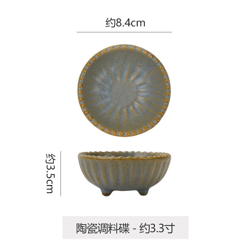 Vintage-style rustic ceramic bowls, plates, and dishes - creative beaded edge steak plates and dessert bowls for restaurants and hotels - premium presentation