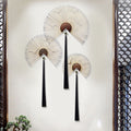 New chinoiserie iron wall hanging ancient fan wall decoration light luxury wall decoration creative tv wall background wall decoration