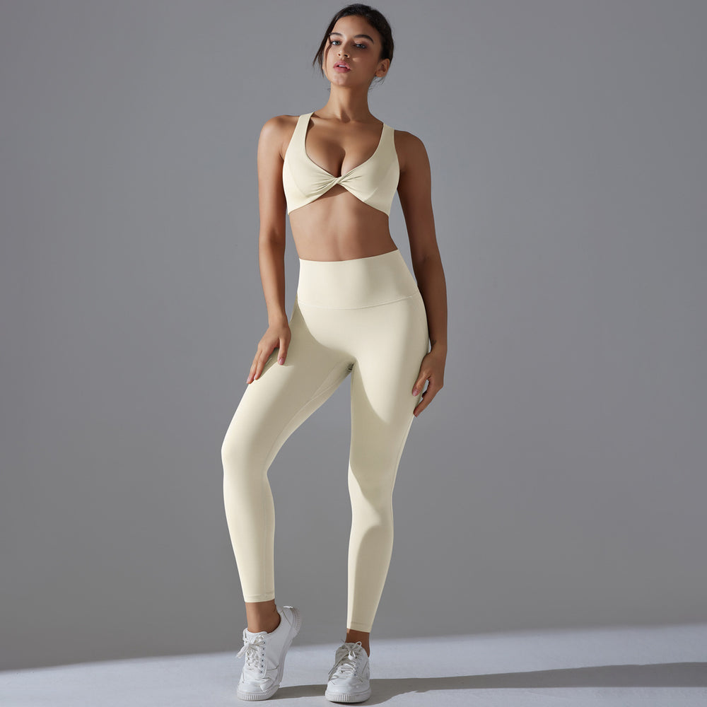 New high-waisted, butt-lifting, body-hugging, barely-there yoga outfit with sexy push-up bra sports bra set for running and fitness