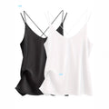 2 pack women's satin camisole v neck cross back sleeves