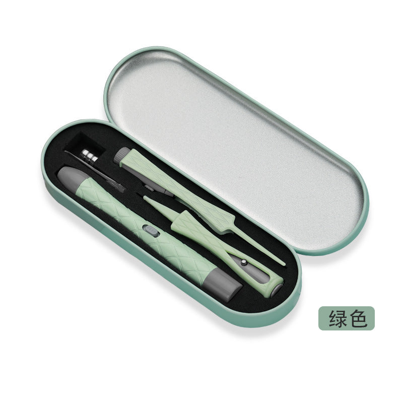 New arrival rechargeable light-emitting ear spoon suit nose pick ear pick earwax baby battery light buckle ear pick suit