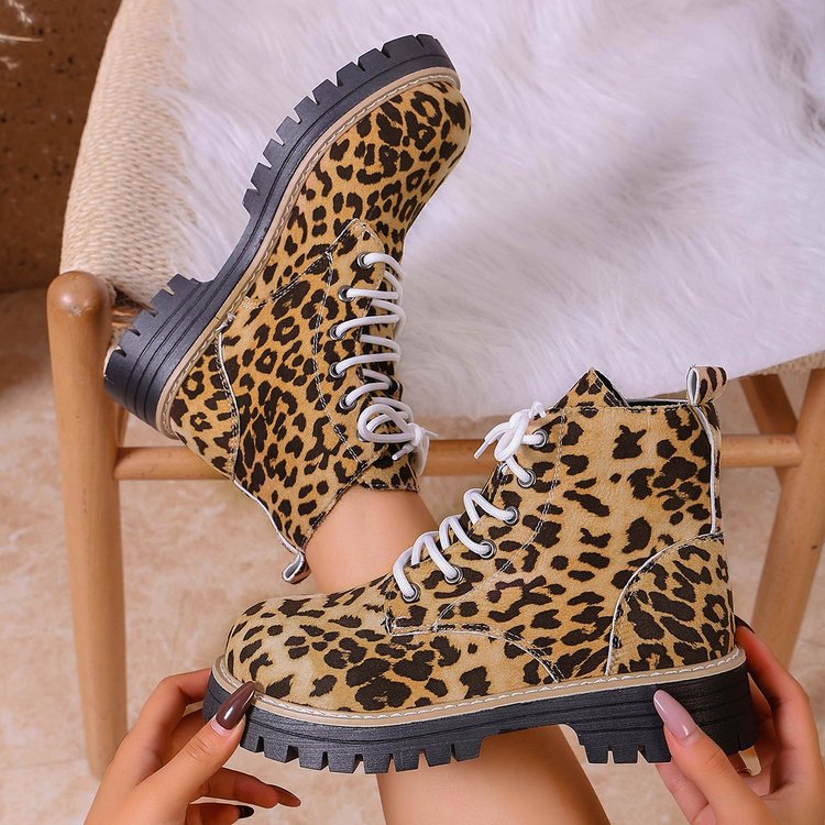autumn new arrival: women's leopard print martin boots for cross-border e-commerce, plus sizes available. wholesale price: $0.67. dropshipping available on  and . sizes 36-43