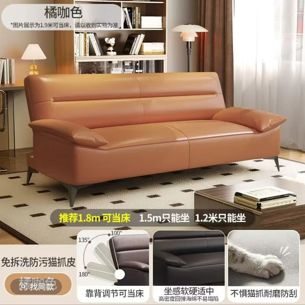 Cat scratch leather sofa bed foldableall-in-one dual-purpose living room small apartment apartment rental three-seater casual sofa