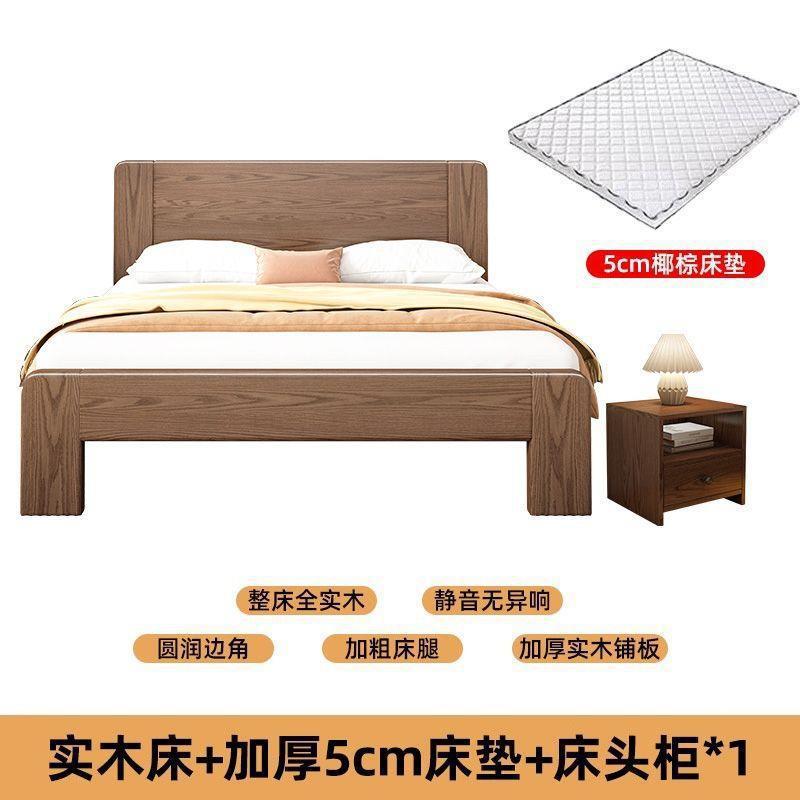 Double bed 1.8x 2m bed single bed 1.5mfor home solid wood bed 1.2m rental house bed log style low box