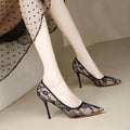 Breathable lace mesh high heels women's 2023 new summer design niche elegant pointed toe stiletto pumps