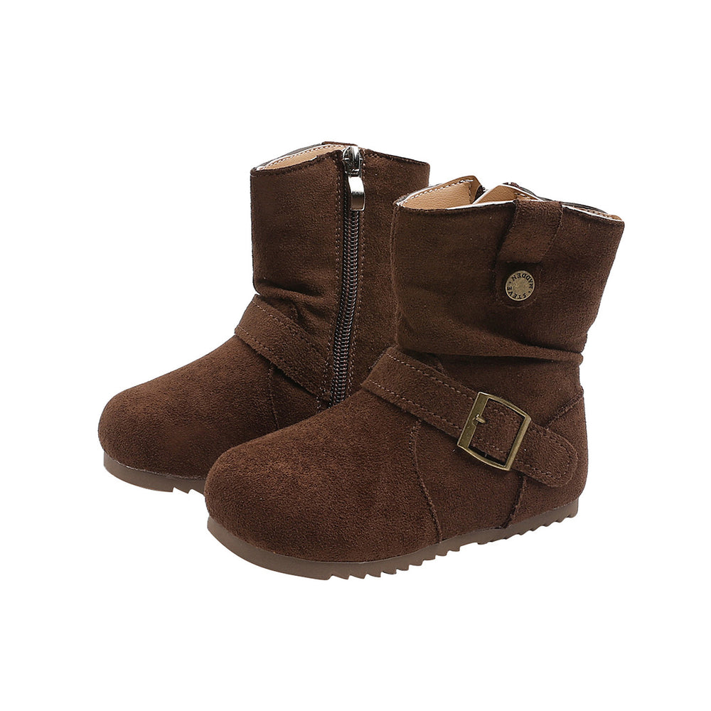 Girls' vintage suede martin boots western cowboy boots  autumn/winter new children's fashion ruched ankle boots