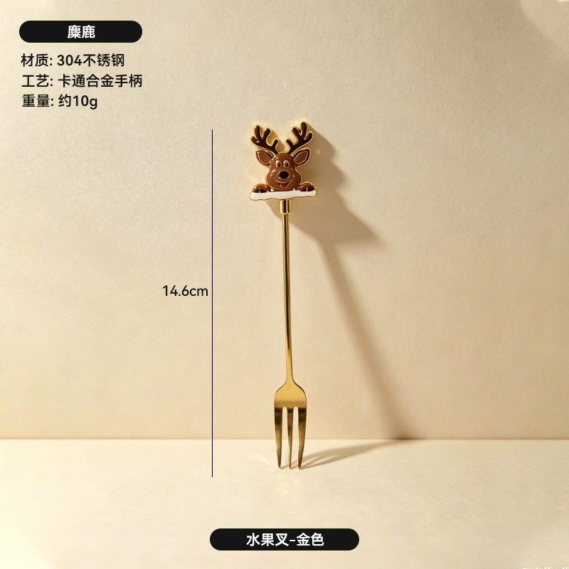 304 stainless steel luxury style creative christmas tableware coffee spoon afternoon tea dessert spoon fruit fork wholesale
