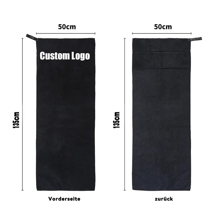 Factory direct sales sports gym towel with hood, invisible zipper and cloth pocket