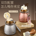 Titanium-covered yuanbao gourd thermos cup fulu cup tea water separation three-drink thermos water cup stew tea cup thermos cup tea set