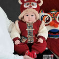 Winter toddler baby festive new year outfit - thickened onesie, warm fleece romper for chinese new year celebrations